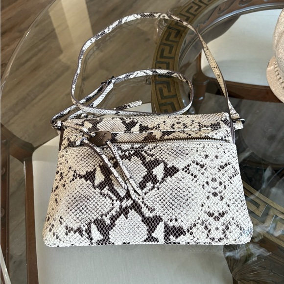 🤎🤍MARGOT NEW YORK LEATHER SNAKESKIN PRINT CROSSBODY BAG! SALE 🤎🤍 SALE - Picture 3 of 9